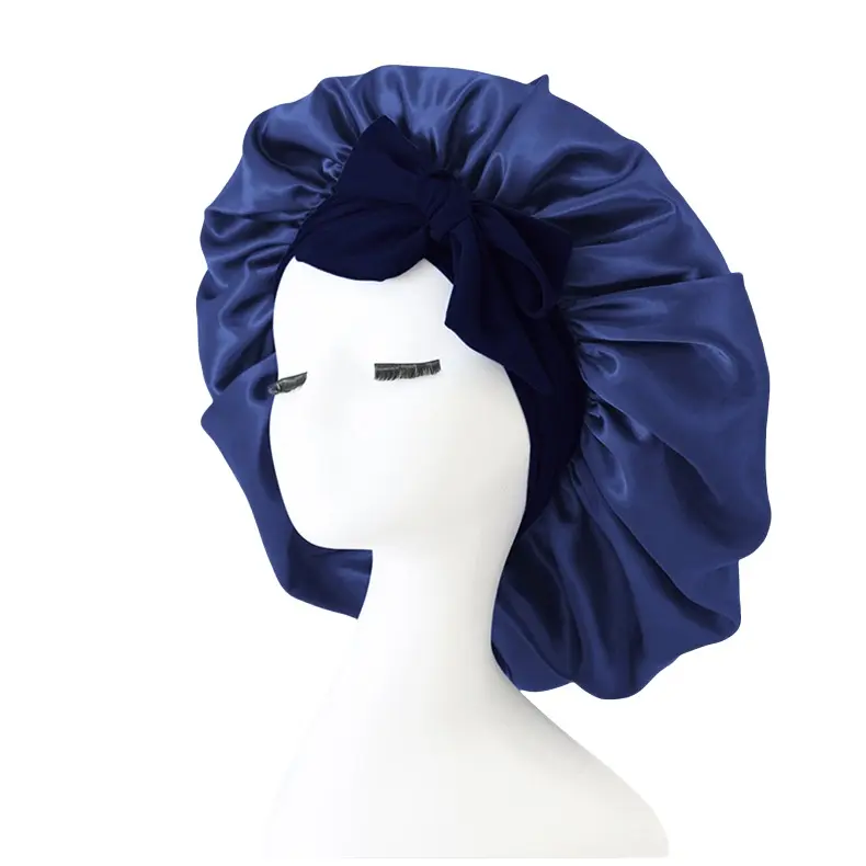 Double Layer Satin Bonnet Hair Satin Lined Silk Bonnet For Sleeping Bonnet With Tie Band Satin Hair Bonnet Adjustable Bonnets For Women Natural Curly Hair Heatless Styling Tools Heatless Curls 4
