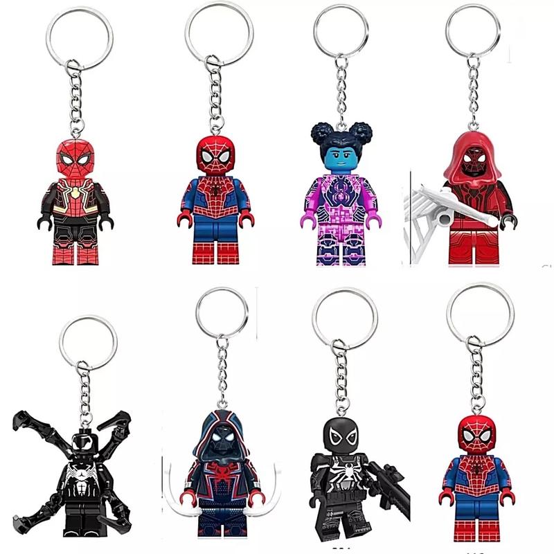 Mini Figures cartoon wolverine Spiderman  iron man captain Comic Character Keyring Car Keys Perfect Gift couple keychain 0