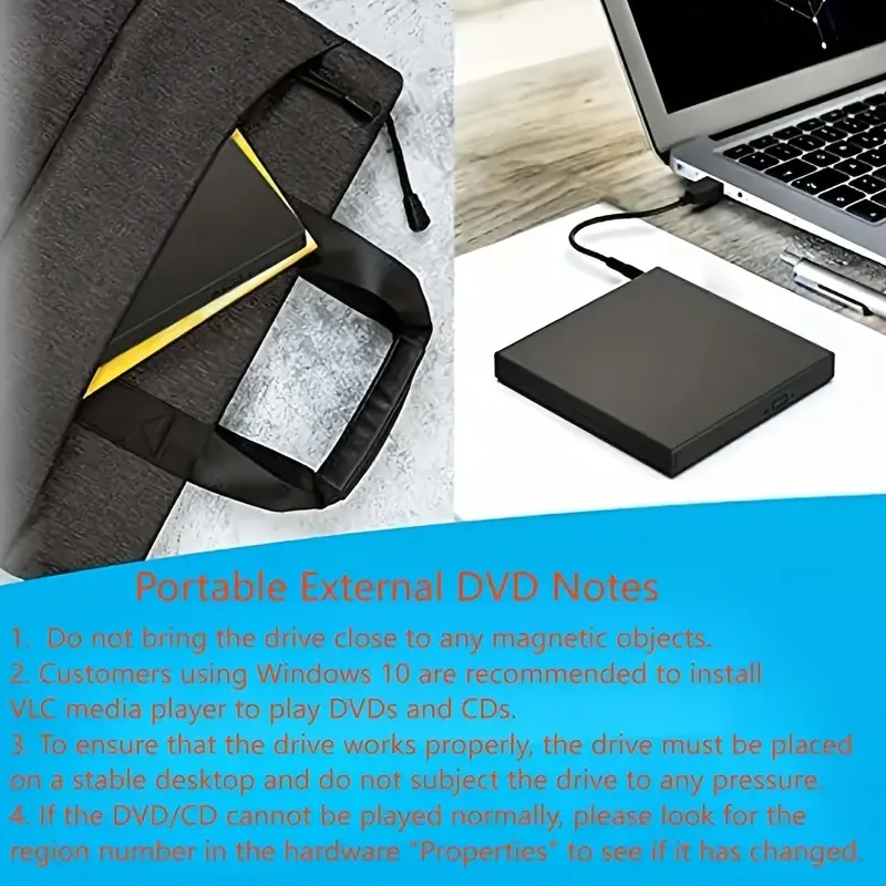External CD DVD Drive, USB 2.0 Slim Protable External CD-RW Drive DVD-RW Burner Writer Player For Laptop Notebook PC Desktop Computer 3