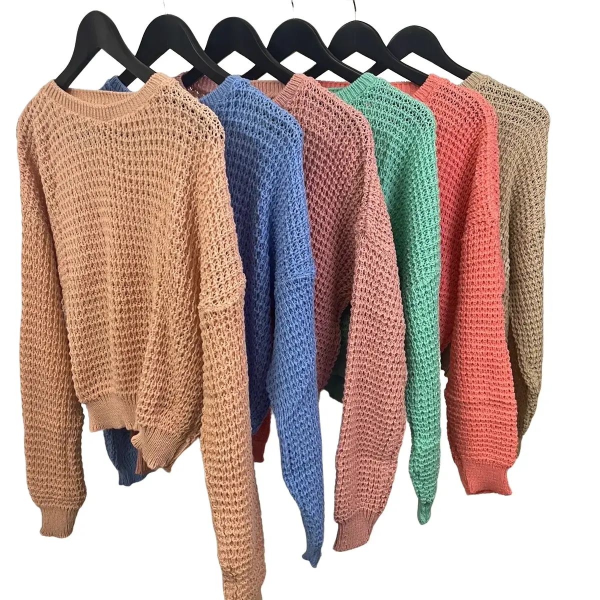Cropped knit waffle Jumper womens size UK 8-14 Knitwear Comfortable