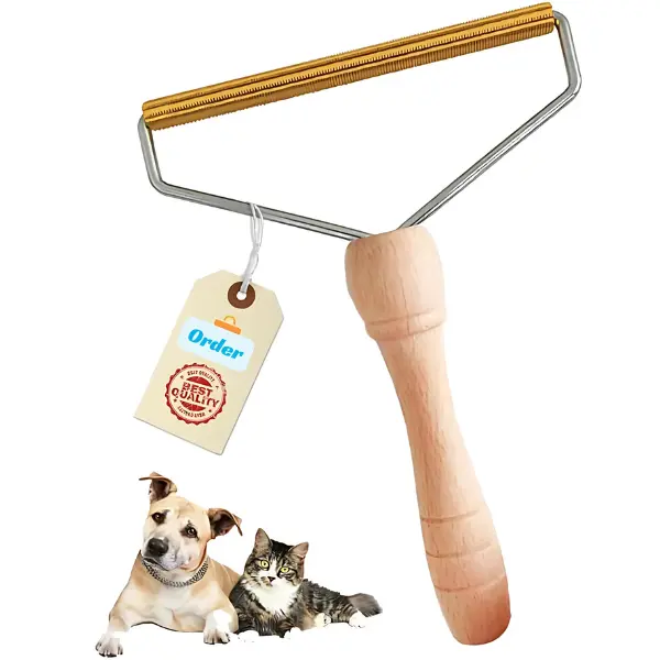 Pack of 1 Pet Hair Remover, Wooden Dog Hair Remover Roller, Resuable Lint Remover For Cats & Dogs, Portable Fabric Shaver for Clothes, Carpet & Rugs