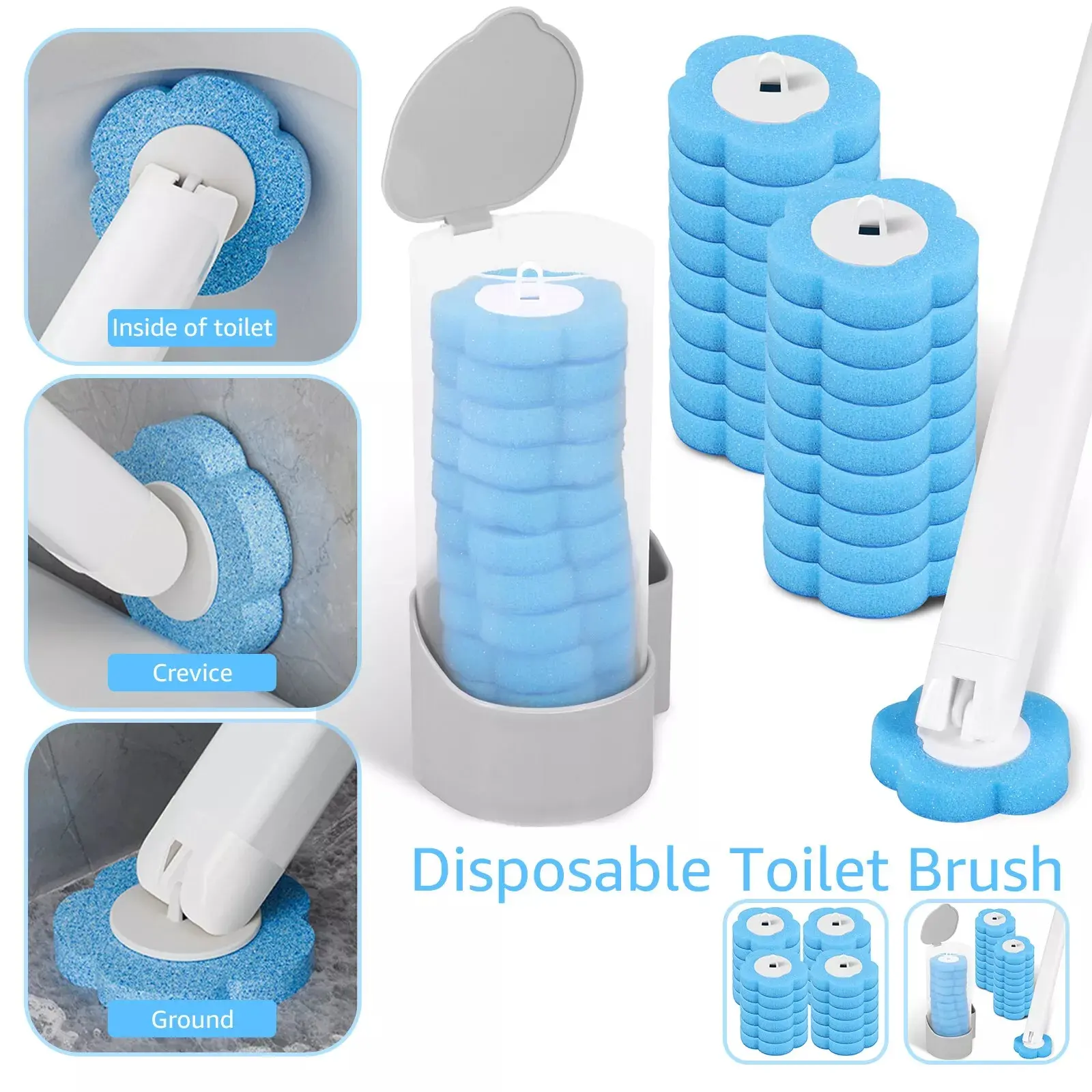 18pcs Disposable Toilet Brush Set Toilet Bowl Cleaning System Cleaners w/Refills Traditional Mount
