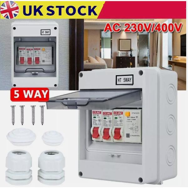2 Way Garage Shed Camper Van Caravan Consumer Unit Fuse Box with RCD and 2 x MCB 0