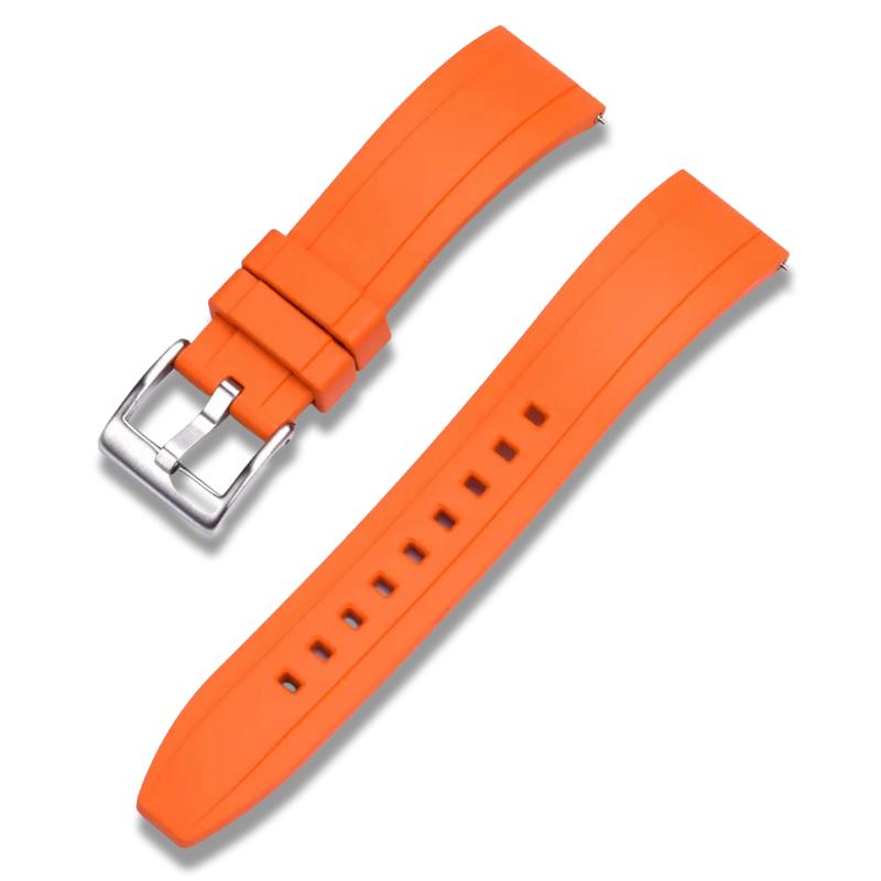 22mm Orange Rubber / Silver Buckle 0