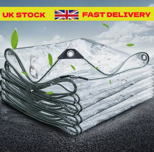 Clear Waterproof Tarp PVC Vinyl Tarpaulin Awning Canopy Patio Tent Enclosure UK 0