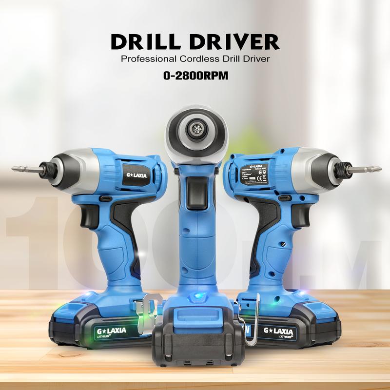 Product Introduction of Rechargeable Impact Driver 20V, Yunirvana Variable Speed (0-2800RPM) Cordless Impact Driver with 6Pcs Screwdriver bits,1.3Ah Battery and Charger，Suitable for Tightening Screws 20