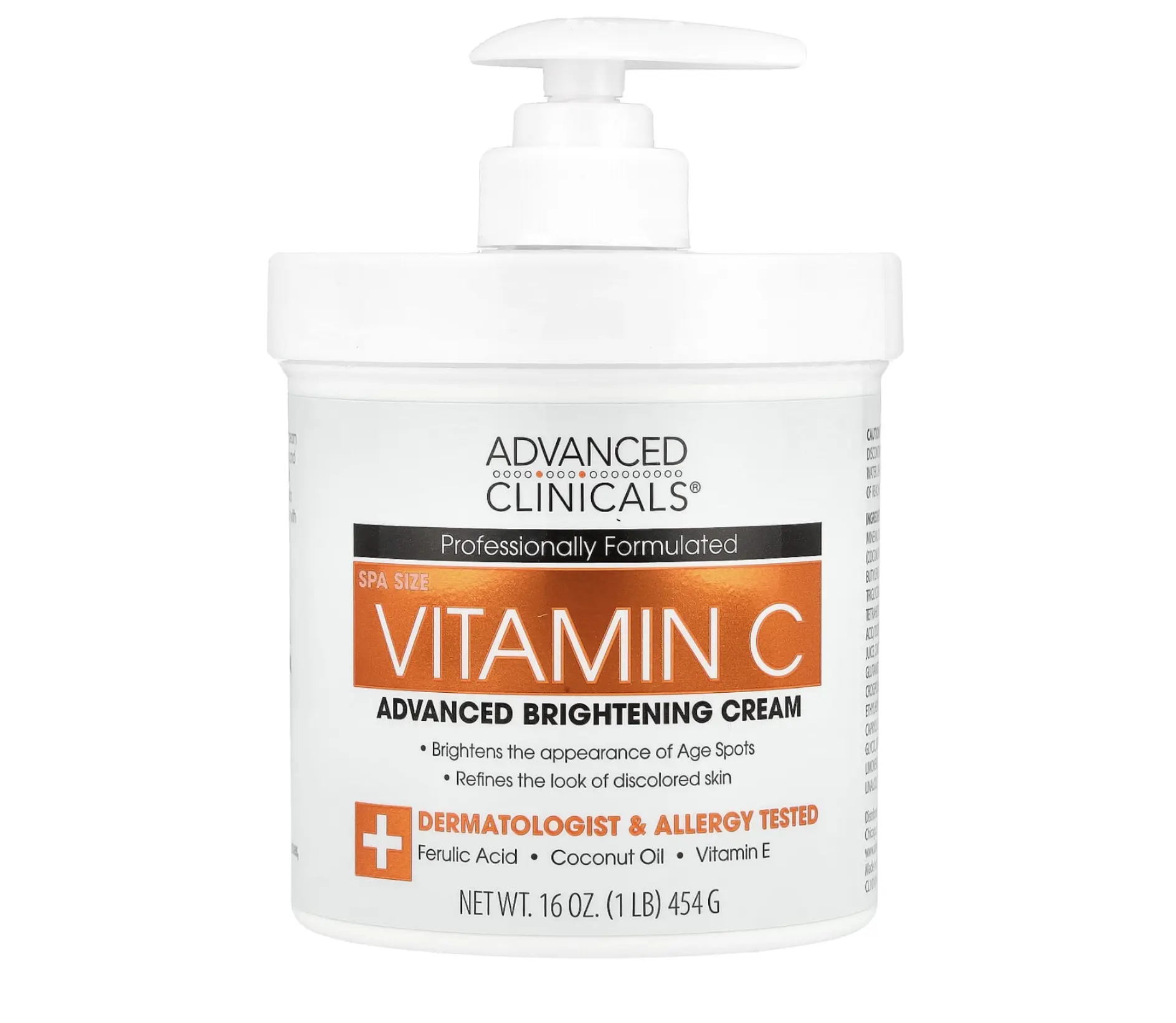 Advanced Clinicals Vitamin C Face & Body Cream Moisturizing Skin Care Lotion, Anti Aging Vitamin C Skincare Moisturizer For Body, Face, Age Spots, Wrinkles, & Sun Damaged Skin, Large 16oz Body Care Nourishing Sensitive Comfort