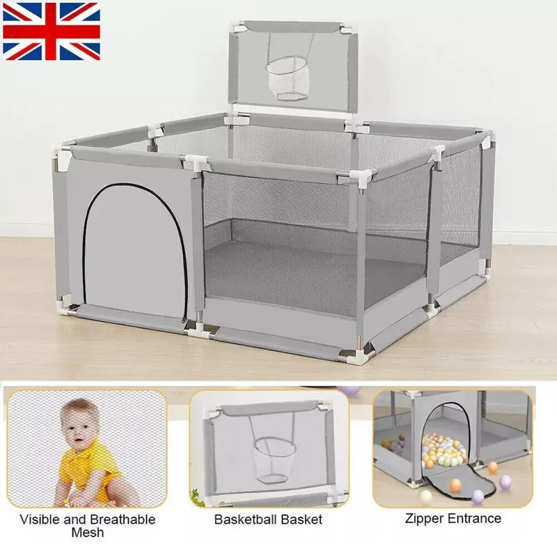Product Introduction of Large Baby Playpen Children Toddler Kids Indoor Play Pen + 100 Balls Pool Basket 6