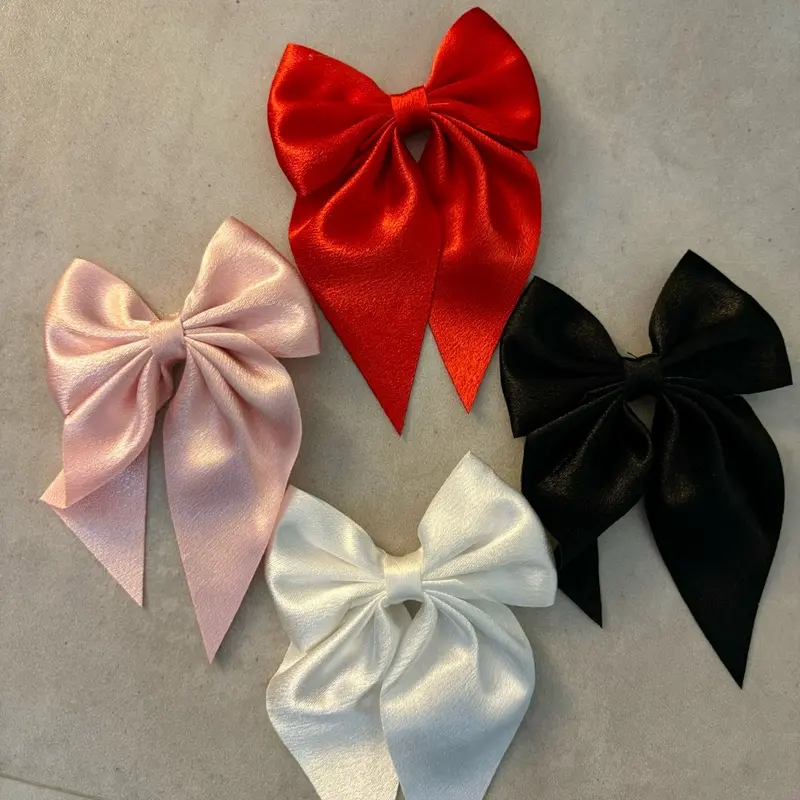 Fashionable Girls Bow Hair Clips for Kids Fashion Accessories velcro bows ribbon hairpins 0