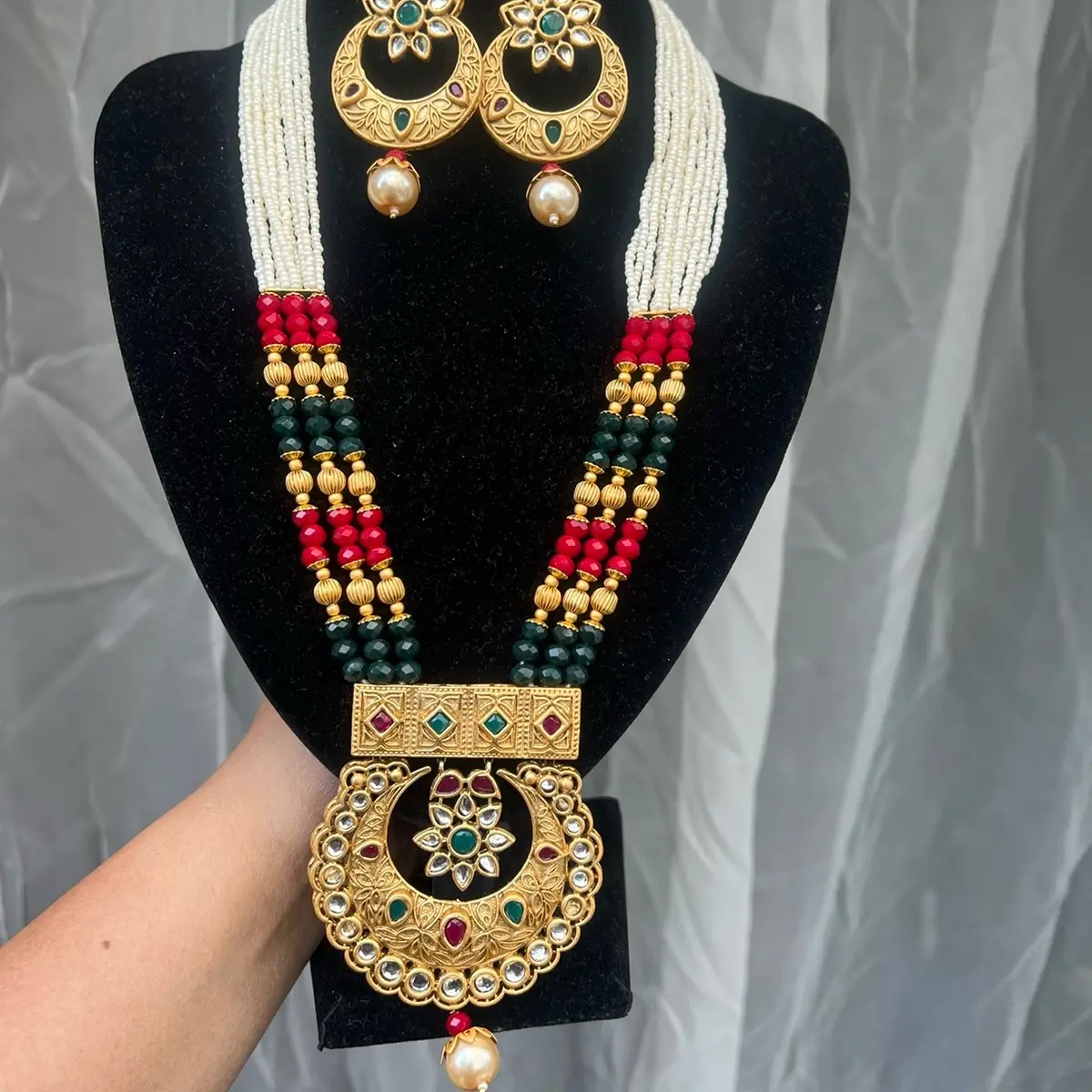 Matte Gold Necklace Set different colours desi jewellery mehndi