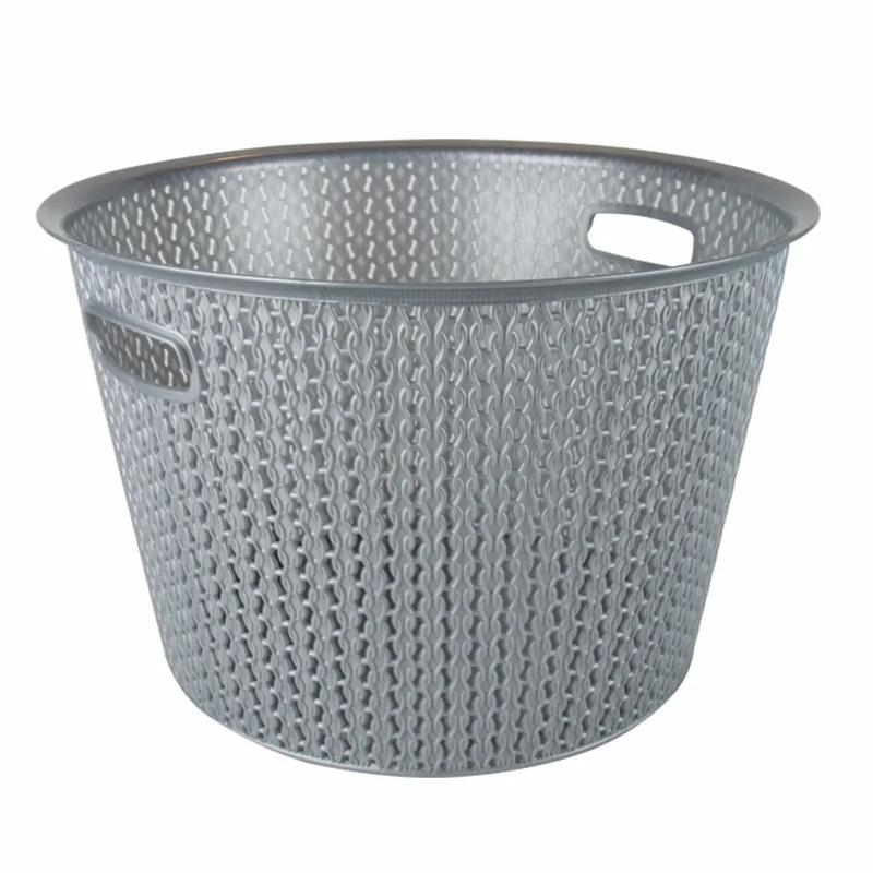 Plastic Laundry Basket Clothes Washing Bin Storage Knitted Hamper Organiser 4