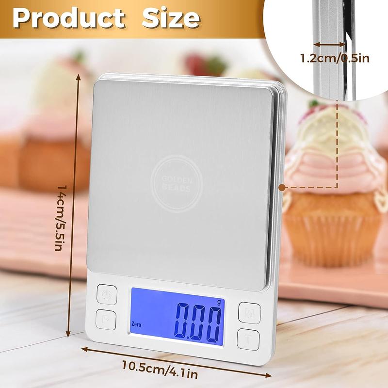 Digital scale 0.01g to 500g High-precision Weighing kitchen Scale with back-lit LCD display multifunction food scales with tray tare and pcs feature mini kitchen scale 1