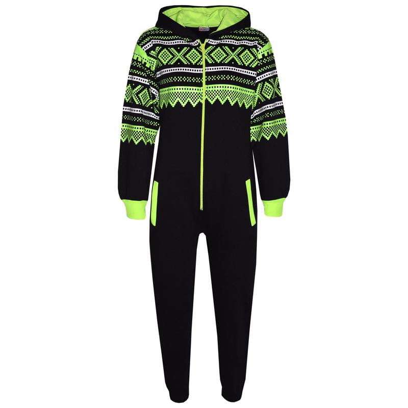 A2Z 4 Kids Fleece Onesie Girls Boys Aztec Snowflake Print All In One Jumsuit Playsuit Nightwear New Age 5-13 Years 5