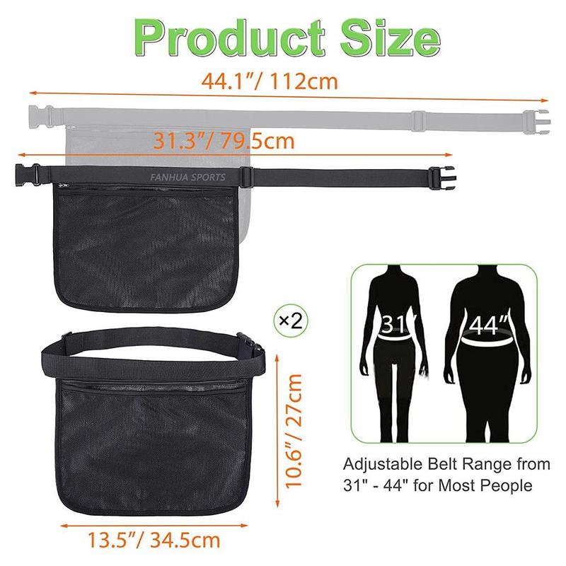 Product Introduction of Mesh Pickleball Waist Band Pouch – Adjustable Belt with Zipper Pocket for Convenient Ball Storage 10