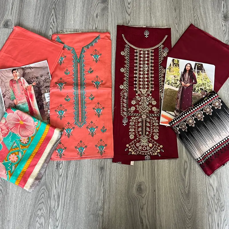 Embroidered lawn 3 piece. Lawn dupatta. Unstitched. Pakistani/Indian summer outfit. Casual. 0