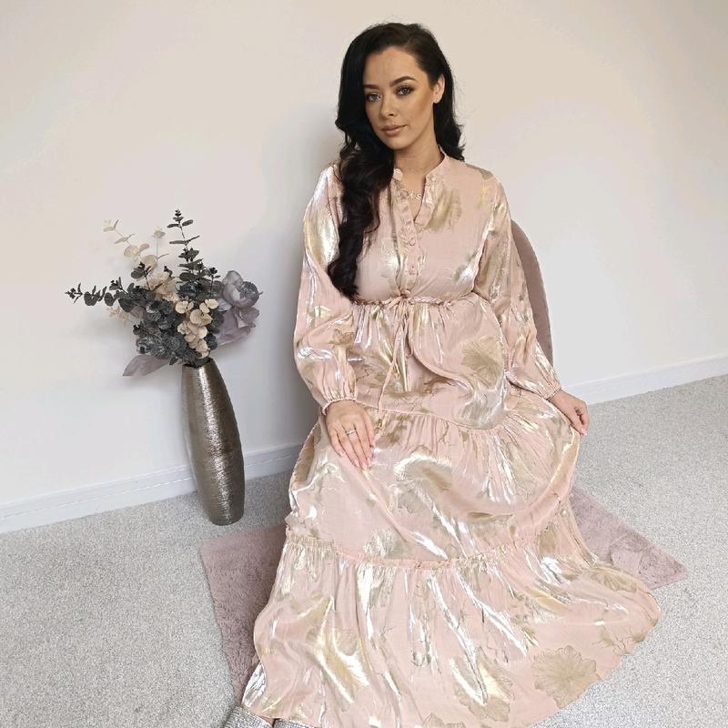 Woman's long summer shimmery floral dress Freya Collection 4