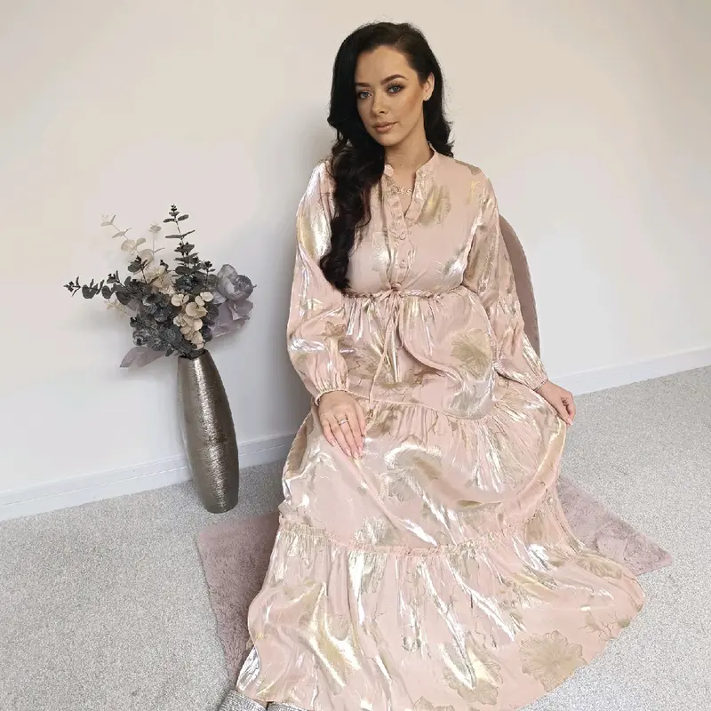 Woman's long summer shimmery floral dress Freya Collection 4