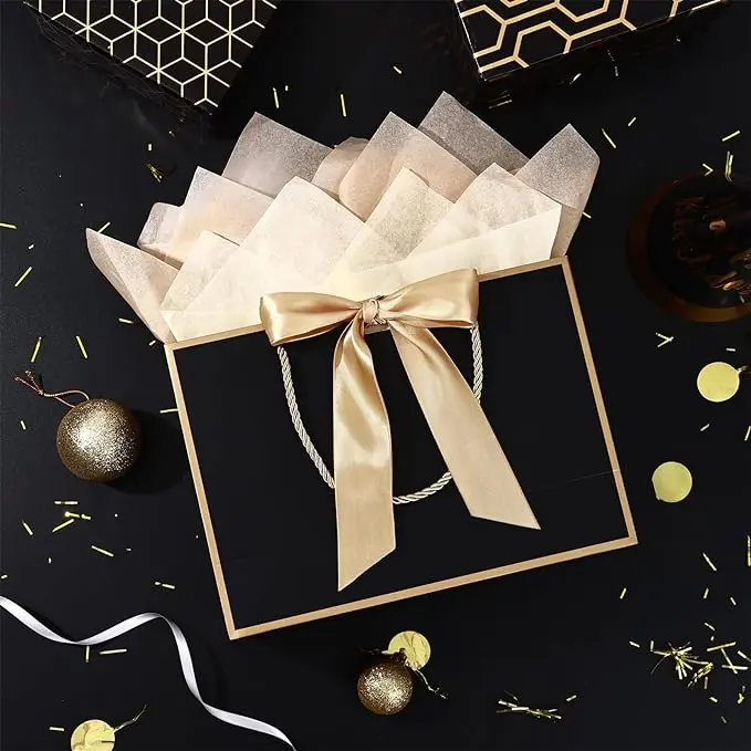 Gift Bags Medium, 2Pcs Paper Gift Bag with 4 Tissue Papers and 2 Cards, Present Bags with Handles for Women Girls Bridesmaid Birthday Valentines Wedding Party best for gifts and daily use 2