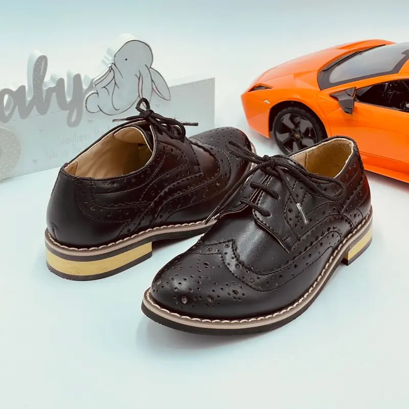 Boys Brogue Shoes Smart Black Brown Lace up Occassion Formal Wedding Party - SALE 2
