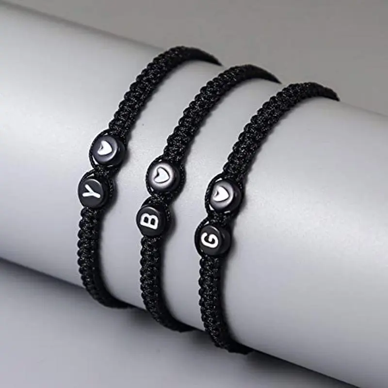 Woven Alphabet Bracelet, Women's Heart Initial Bracelet for Mom Daughter Birthday, Christmas Gift 3