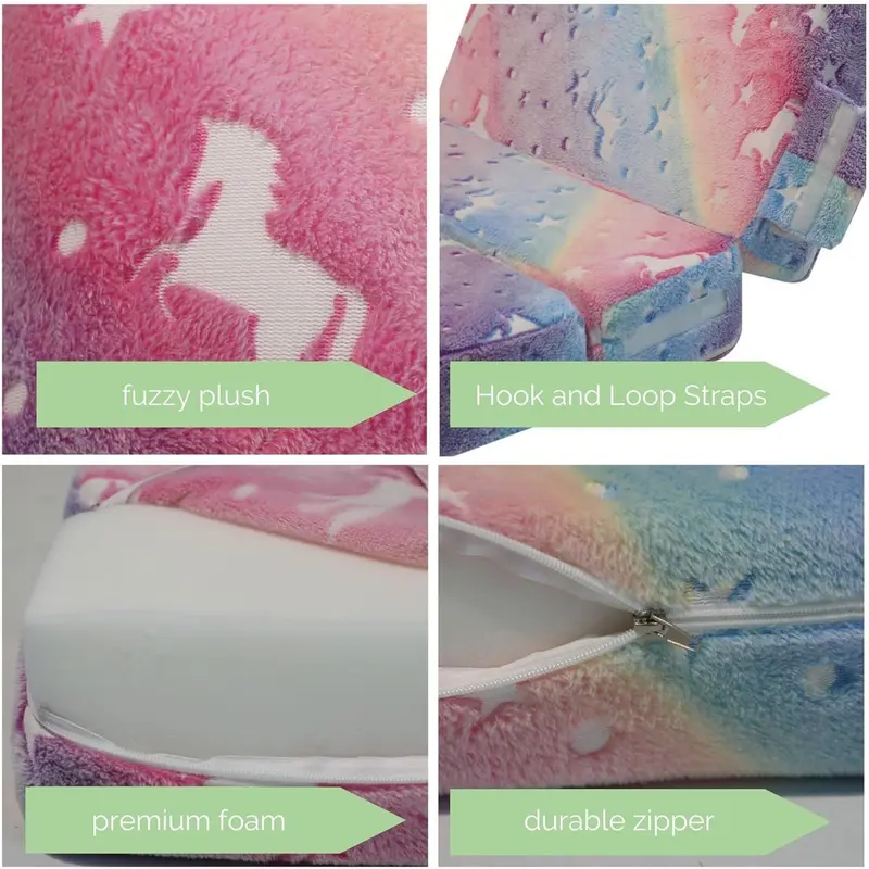 Kids Sofa Bed, Toddler Floor Mattress Glow in The Dark, Baby Modular Unicorn Couch, Fold Up Children Sofa Convertible Futon Folding Mattress Chair Bed for Playroom [Plus A Free Gift] 5