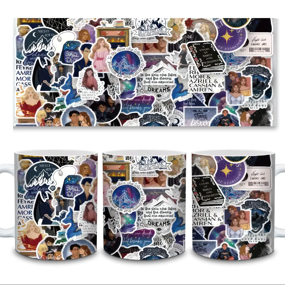 ACOTAR Series-mug 11oz-tumbler with lid and straw 20oz- water bottle with lid 600ml- sublimated ACOTAR characters and scenes Beverage Ceramic Drinkware Tea Coffee Washable Reusable Cup obsession