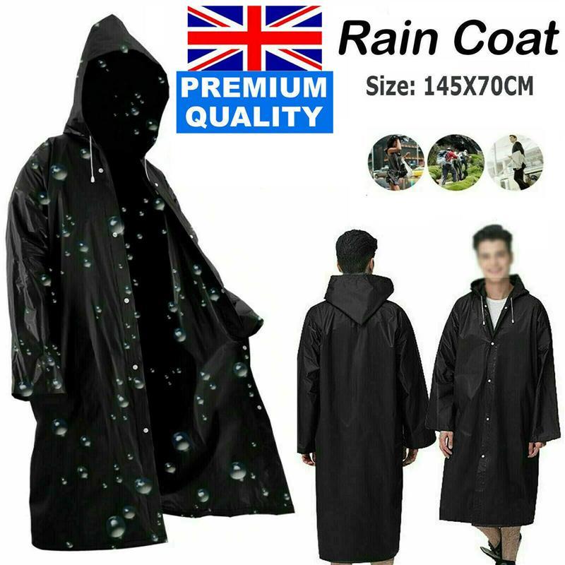 WATERPROOF RAINCOAT PONCHO REUSABLE PLASTIC ADULT CAMPING FESTIVAL RAIN COAT 0