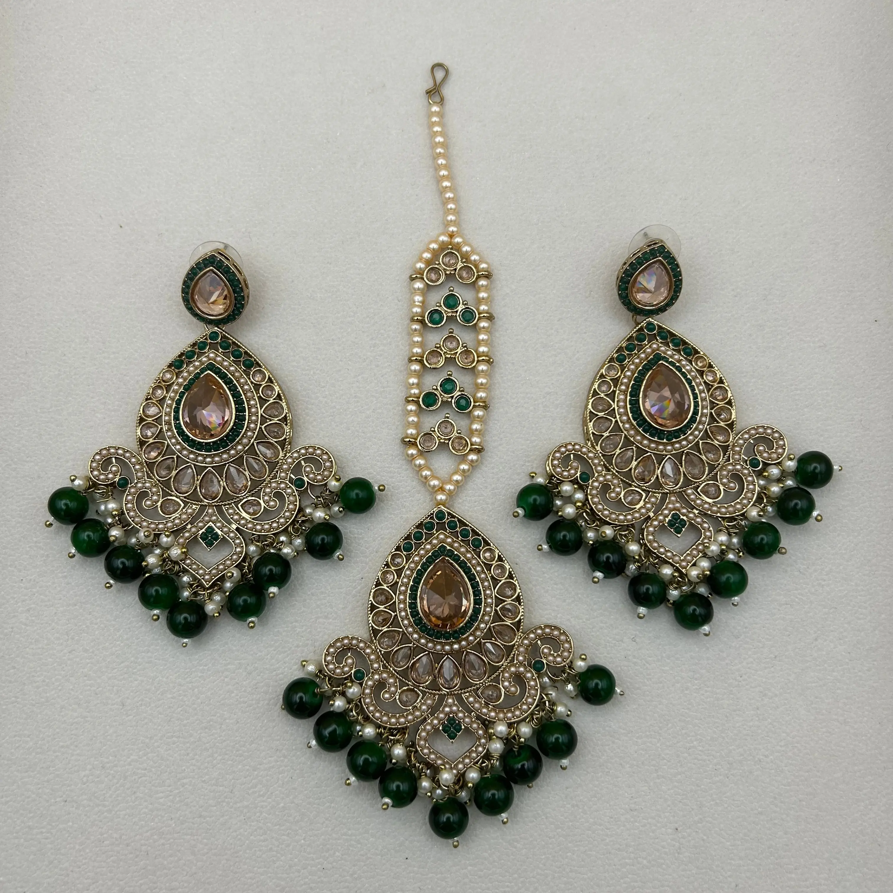 Falak Jewels Mohini Tikka Set with Studded Stones for Bridal and Festive Occasions