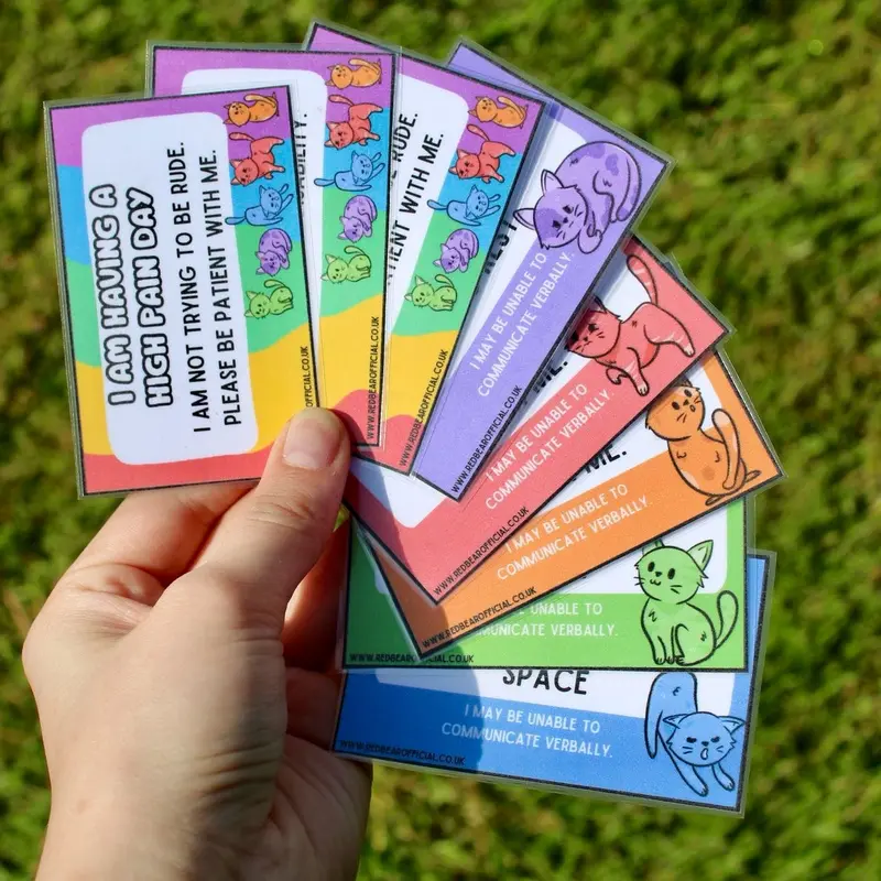 Rainbow cat communication cards | traffic light set | offer me a seat | hidden disability | chronic pain 6