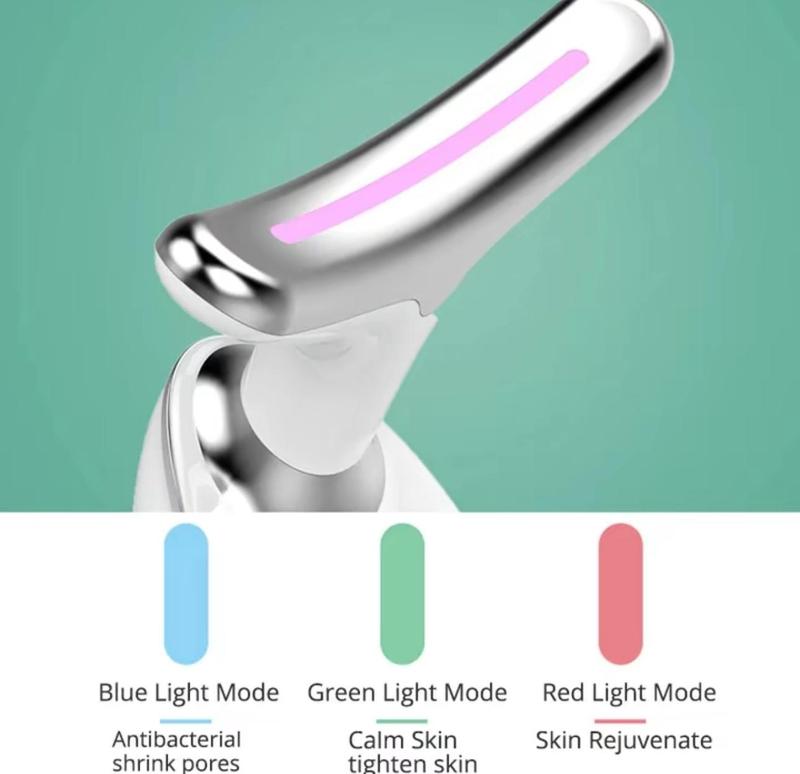 [UK Stock] Facial and Neck Comfort Massage Tool, 7 LED Lights & 3 Massage Modes, Suitable for Facial, Neck, and Leg Massage for Women and Men Luxury Daily Massager Therapy 3