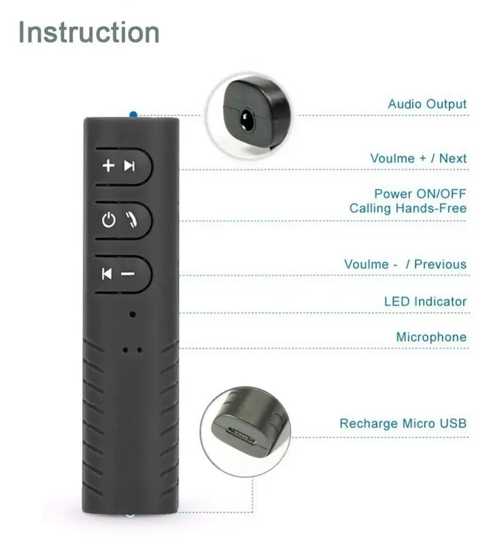 Aux Bluetooth Wireless Adaptor Jack 3.5mm Accessories 3