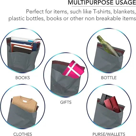 100 Mixed Mailing Poly Postal Self Seal Bags 4 Sizes 25 from Each Small to Large Mailing Bags Postage Packaging Assorted Mailers Posting Shipping Post Parcel Package Bags (Black/Grey) 6