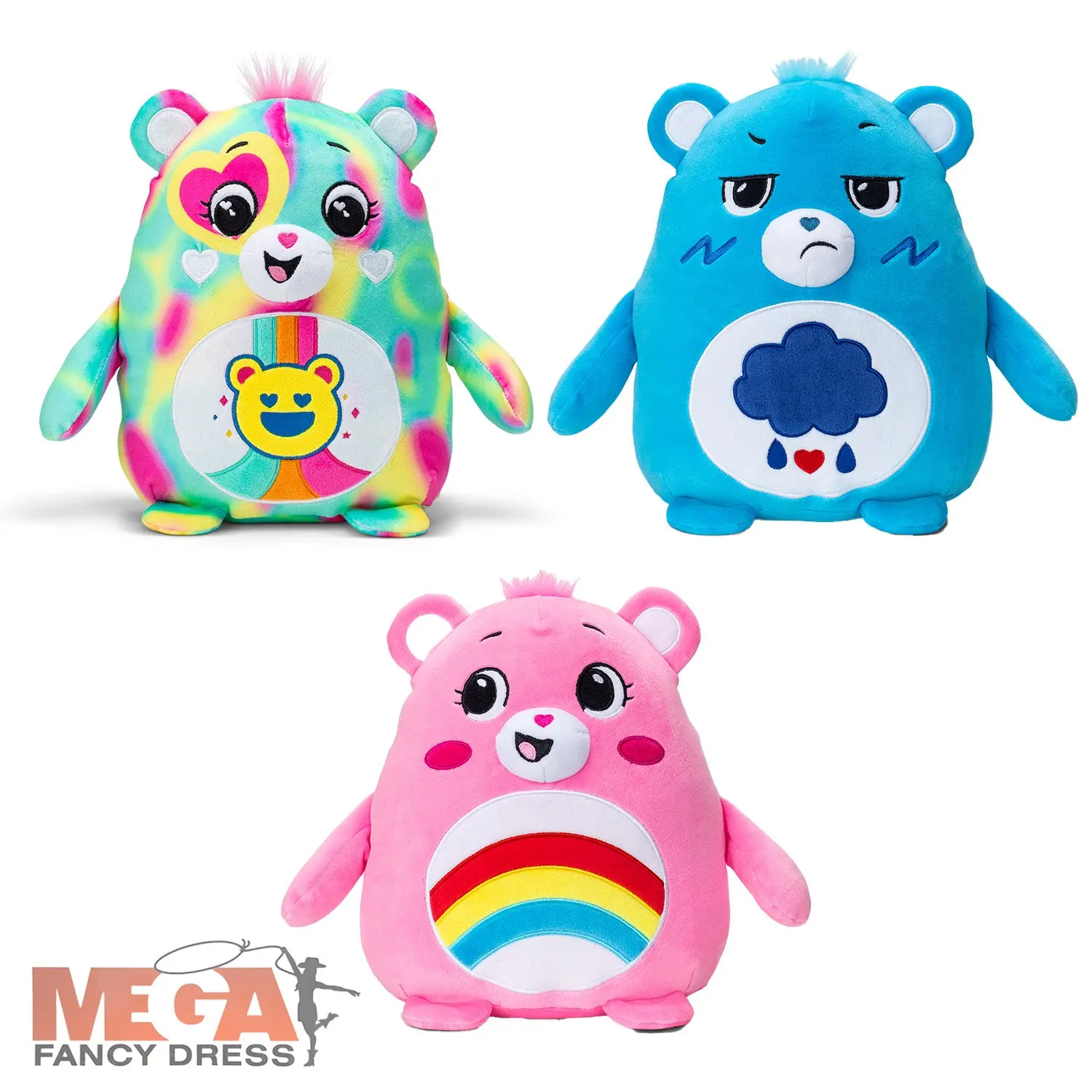 25cm Care Bear Squishies - Cheer, Good Vibes & Grumpy