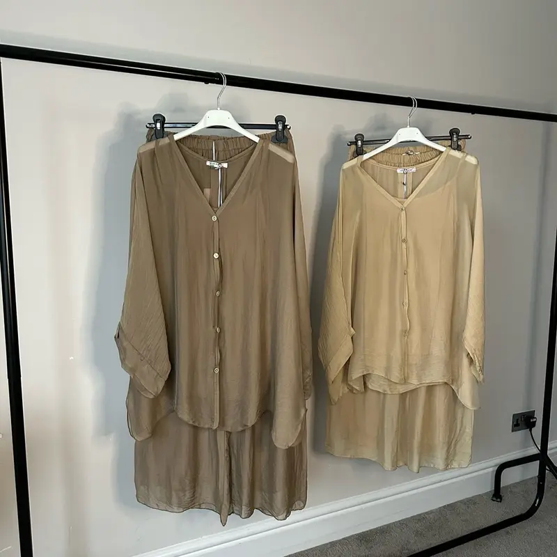 Plain Lightweight, Chiffon-Silk Feel, Summer Coords Button 2
