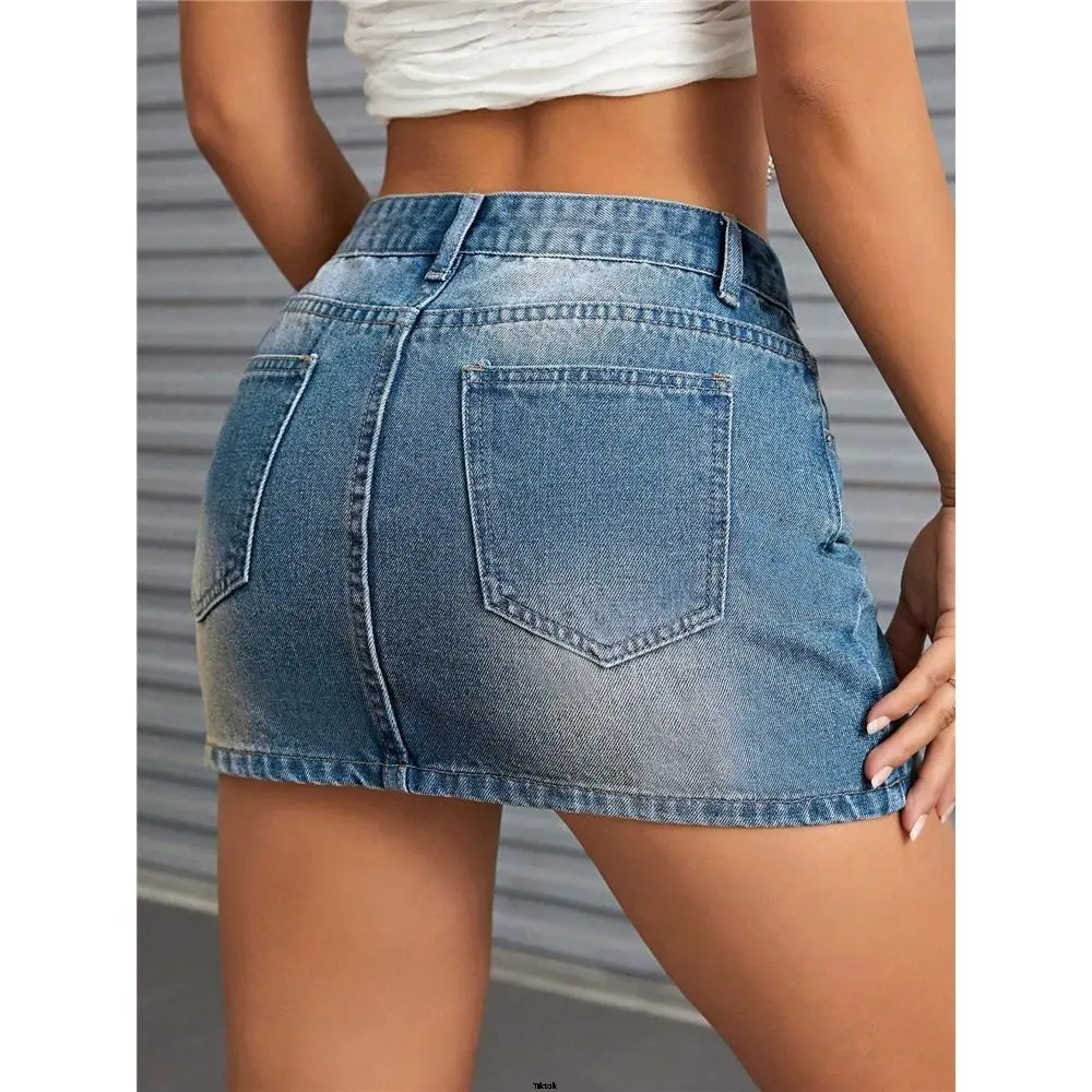 Denim skirt dripping waist tiktok icon