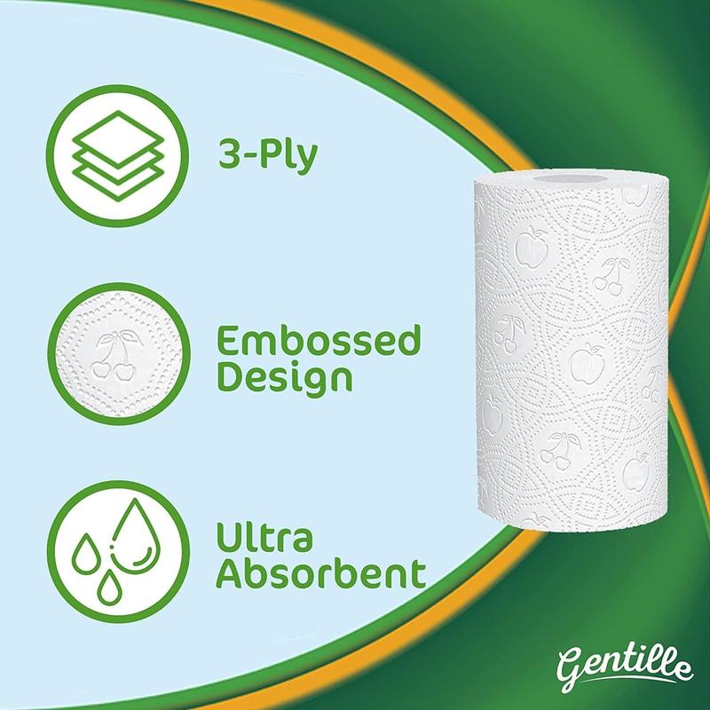 18 Rolls Gentille Giant 3 Ply Thickness Paper Towel-Extra Strong, Absorbent, Tough, Durable Kitchen Roll- Multipurpose  6 Pack of 3 Rolls Wipes 1