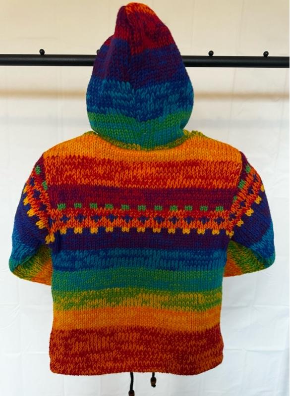 Product Introduction of Kids Handmade Wool Rainbow Jacket with Fleece Lining, Zip-up, and Hoodie 10