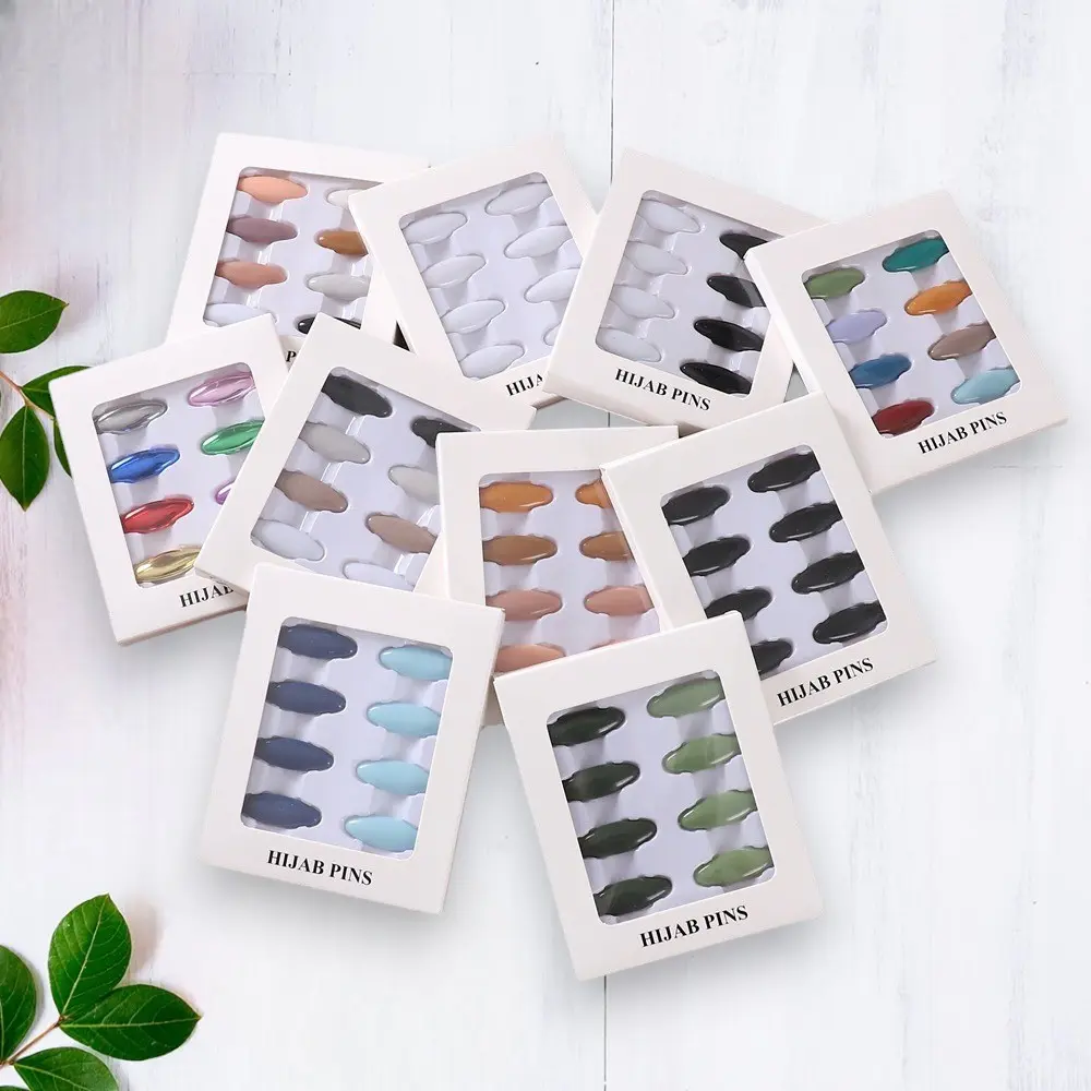 HIJAB AND SCARF ESSENTIAL SAFETY PINS, BROOCHES (8PCS) - ONE BOX