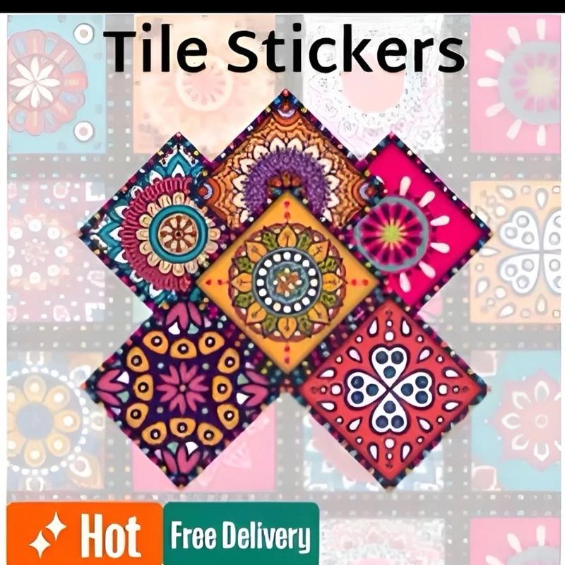12x Self Adhesive Colourful Tile Stickers For DIY Home-Kitchen-Table-bath Decor Decorative room decor 2
