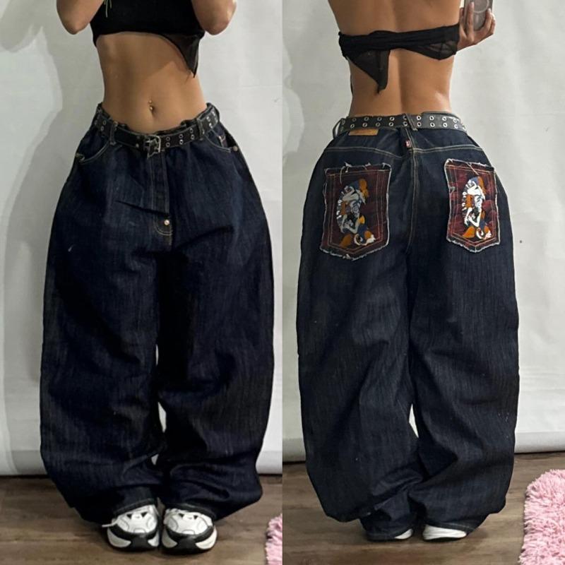 Product Introduction of Streetwear New Fashion Oversized Print Baggy Jeans Y2K Harajuku Hip-hop Vintage Pop Gothic High Waist Wide-leg Pants Trousers 6