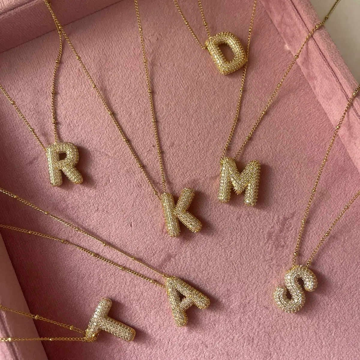 Bubble Letter Necklace Gold