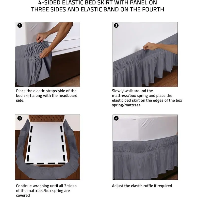 Utopia Bedding Valance Sheet Double - 135 x 190 cm - Easy Wrap Around Elastic Bed Skirt - Soft Brushed Polyester Microfiber Bed Ruffle with a Drop of 40 cm - Grey 0