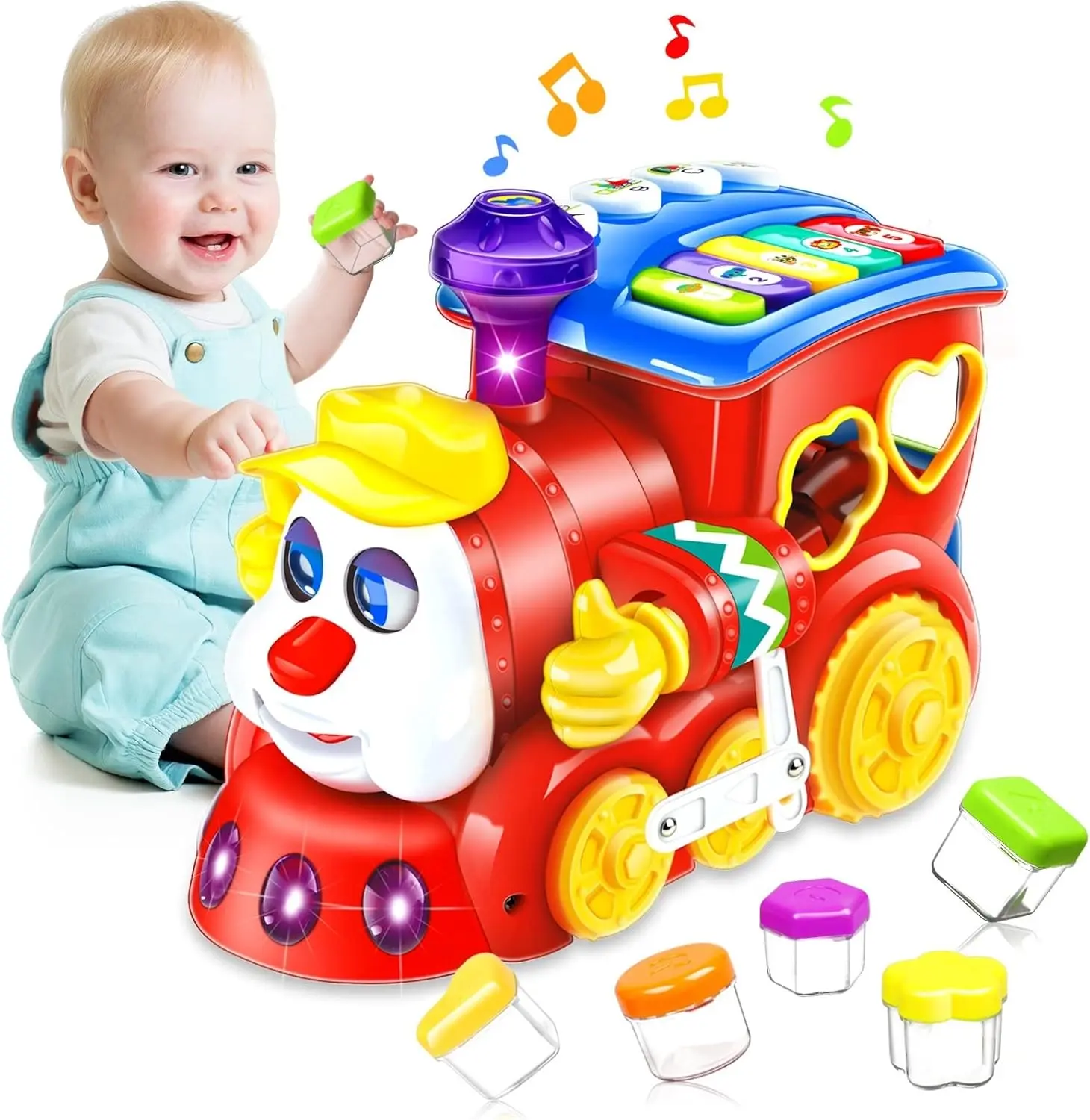 Baby Toys for 1 Year Old Boys Girls Train Crawling Baby Toys 12-18 Months Learning Educational Infant Toys with Light/Block/Music for Toddler Kids 1st Birthday Gifts Age 1 2 3 Years Christmas