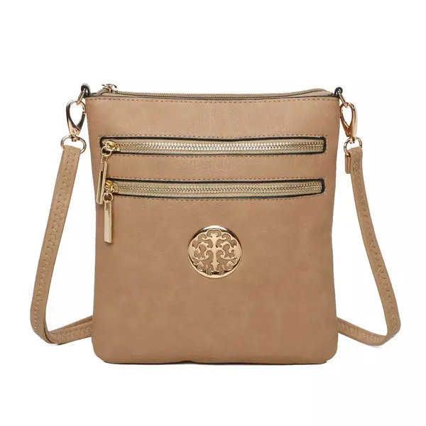 Women Front Zipped Slim Cross Body Messenger Bag Shoulder Over Detachable Handbag