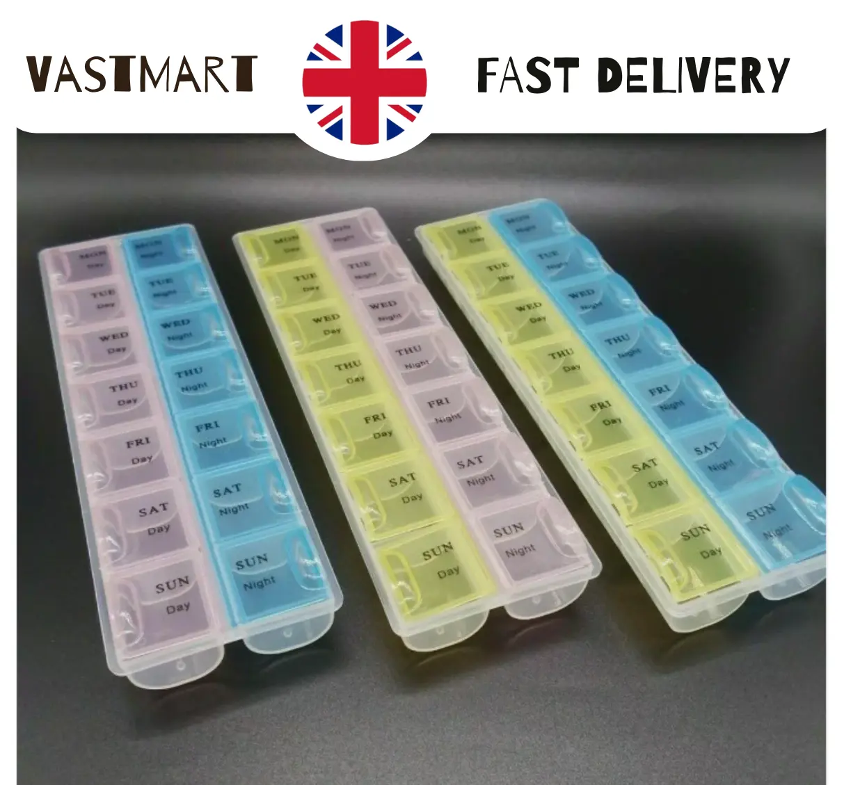 7 DAY PILL BOX MEDICINE TABLET DISPENSER ORGANISER STORAGE CASE DAY/NIGHT