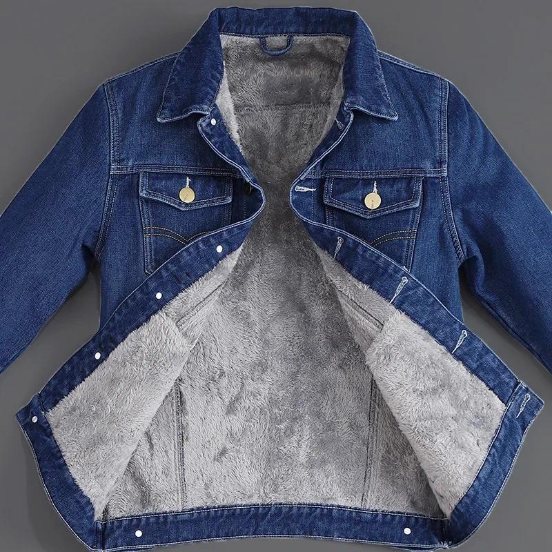 Autumn Winter Men's Velvet Cotton Denim Jacket Male Thick Warm Lined Fleece Jeans Jackets Blue Slim Jeans Coat Top Men's 2023-h 6
