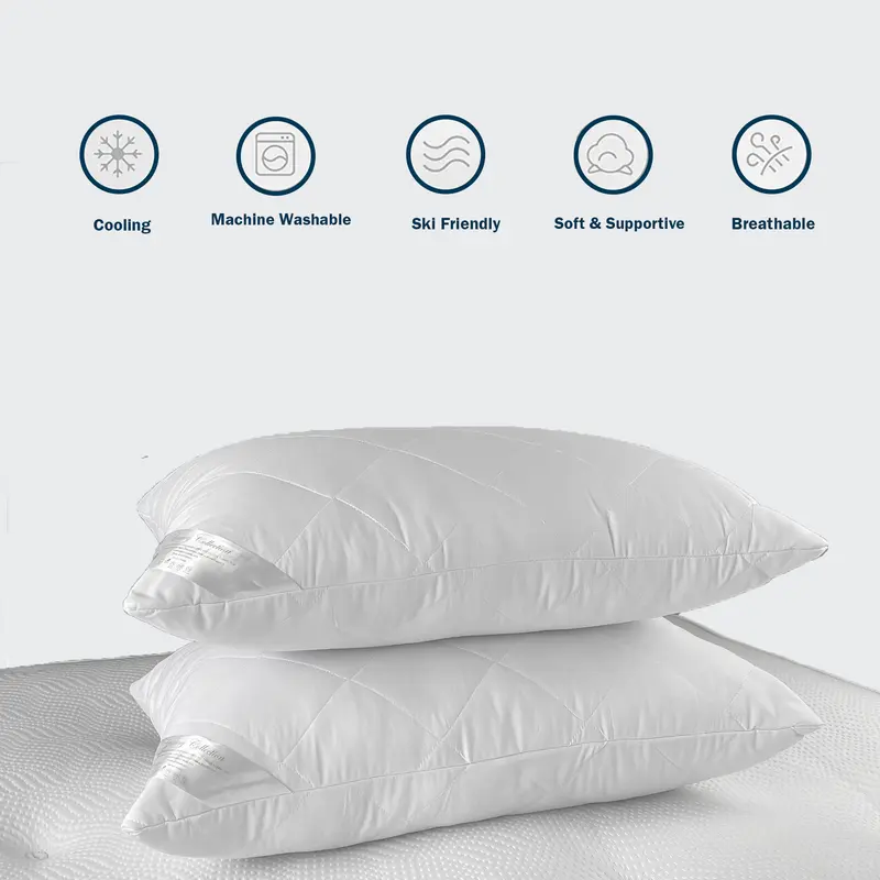 Hotel Quality Quilted Pillows for your home 2 Pack by Signature Textiles - Extra Filling for Firm Support, Machine Washable, Breathable Cotton get upto 50% off Same Day Dispatch 6