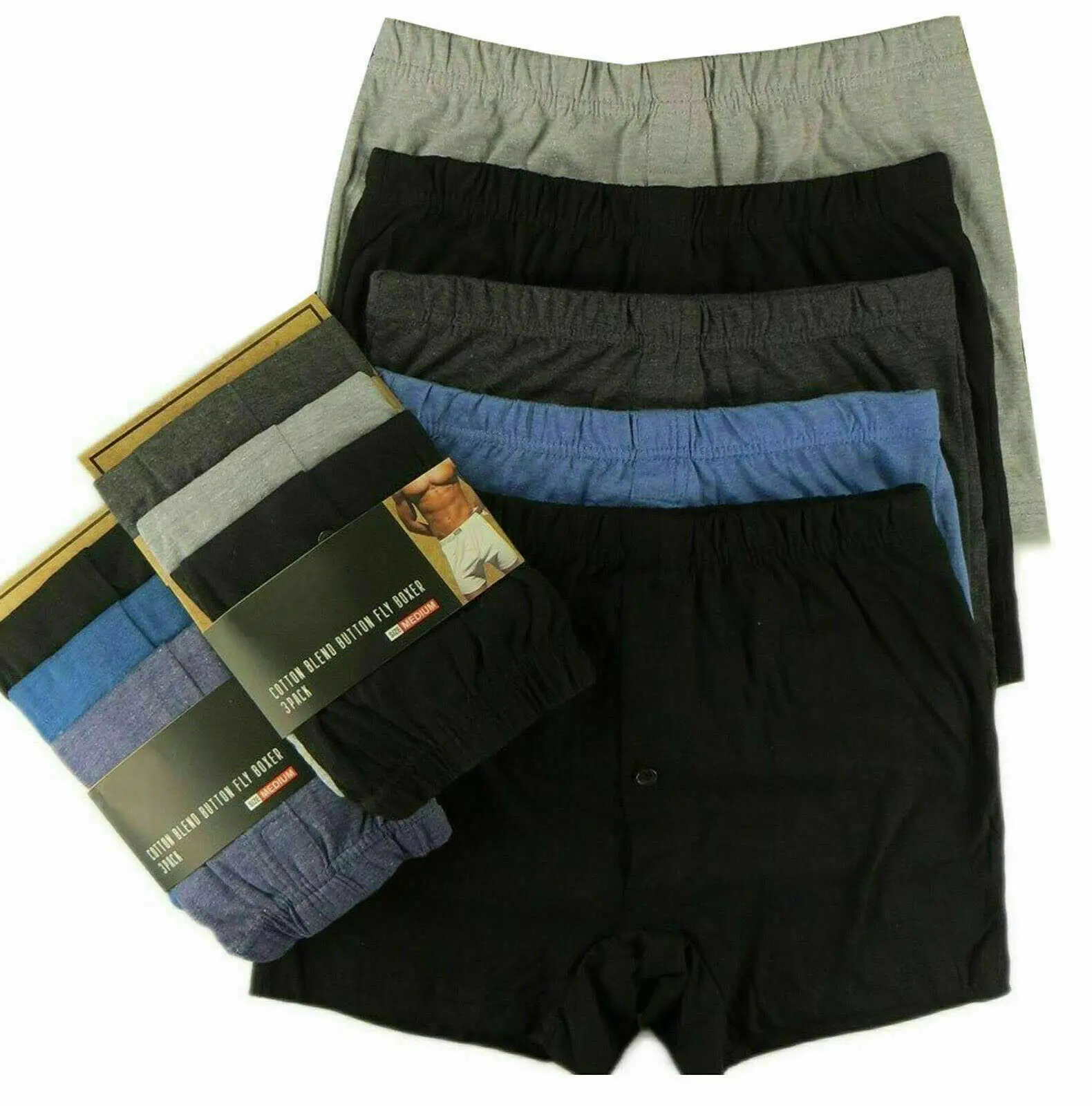 6 Mens Plain Boxer Underwear Classic Cotton Rich Boxers Shorts Size  Small TO 7XL