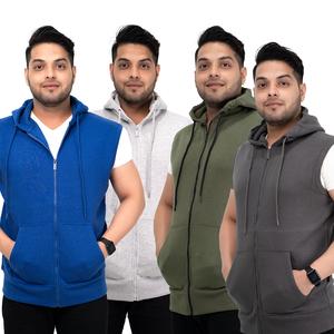 NOROZE Men's Sleeveless Zip Up Hoodie Menswear Casual Drawstring Hooded Sweatshirt Top with Front Pockets Gilet Fleece Jacket UK Size S-4XL Cotton Fabric