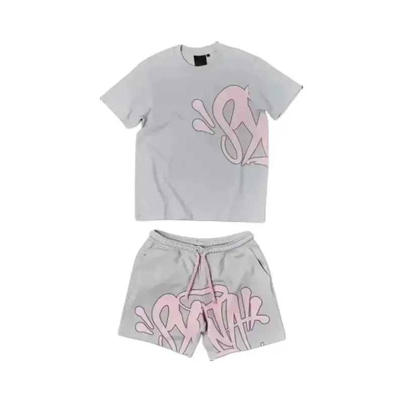 2025 Foam Print Street Hip Hop Short Sleeve T-Shirt Shorts Suit For Men